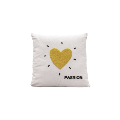 Coussin coeur jaune