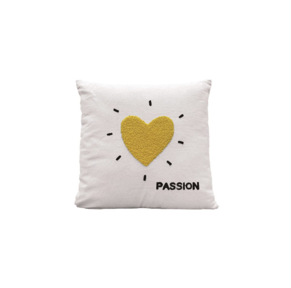 Coussin coeur jaune