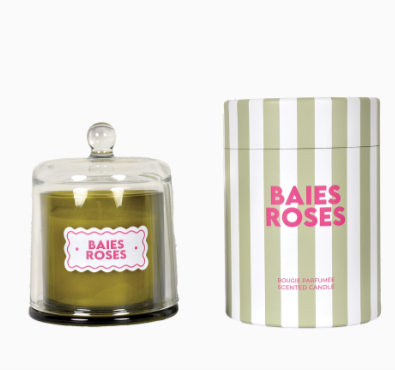 Bougie cloche baies roses